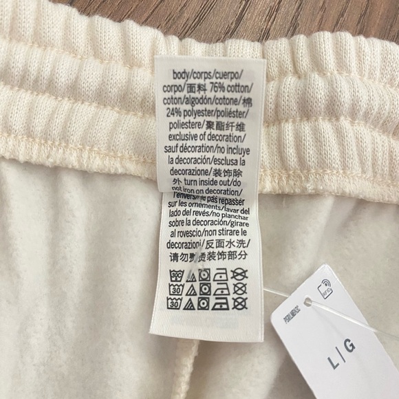 PINK Victoria’s Secret NWT Ivy Fleece Wide Leg Pants High Rise in Cream Sz Large - Picture 10 of 14